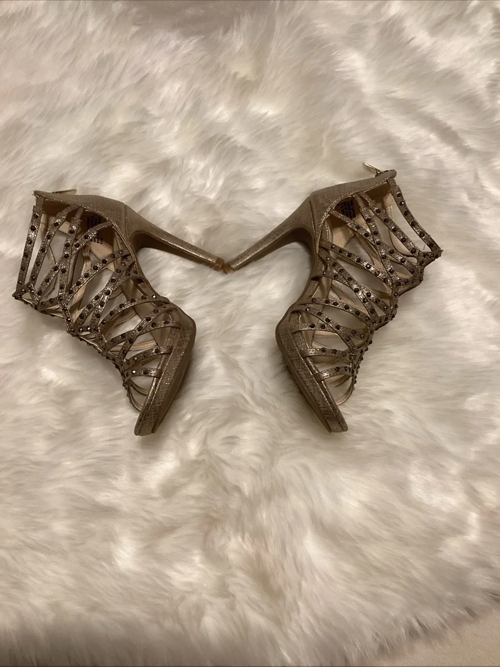 Bar III Embellished Strappy High Heel Sandal - Gold